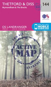 OS Landranger Active - 144 - Thetford & Diss, Breckland & Wymondham
