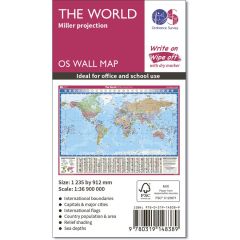 OS Wall Map - Miller Projection Map Of The World