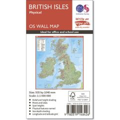 OS Wall Map - British Isles Physical Features Map