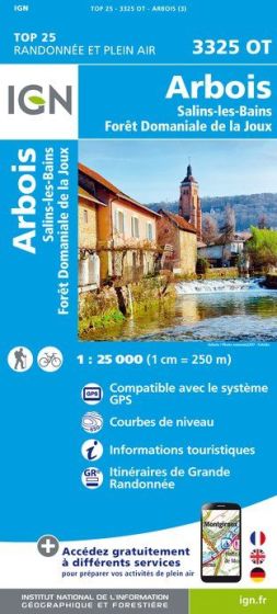 IGN Top 25 - Arbois / Salins-les-Bains / Forêt Domaniale de la Joux